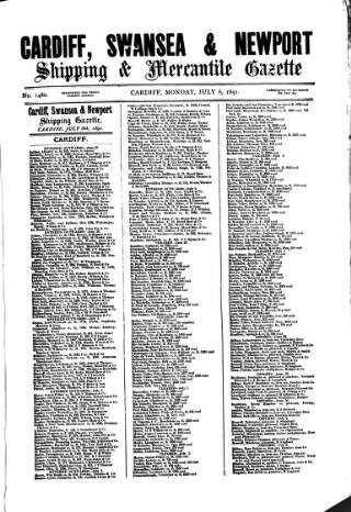 cover page of Cardiff Shipping and Mercantile Gazette published on July 6, 1891