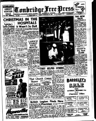 cover page of Tonbridge Free Press published on December 30, 1955