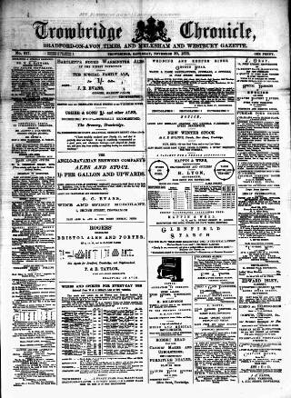 cover page of Trowbridge Chronicle published on November 30, 1878