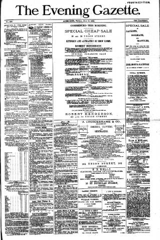 cover page of Evening Gazette (Aberdeen) published on July 6, 1883