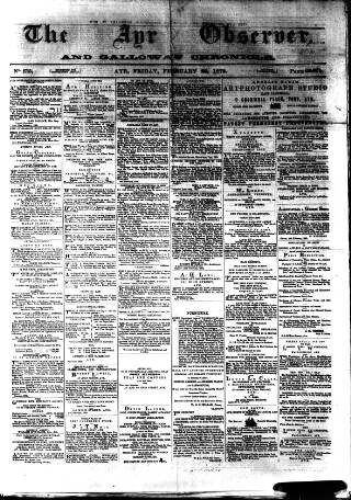 cover page of Ayr Observer published on February 28, 1879