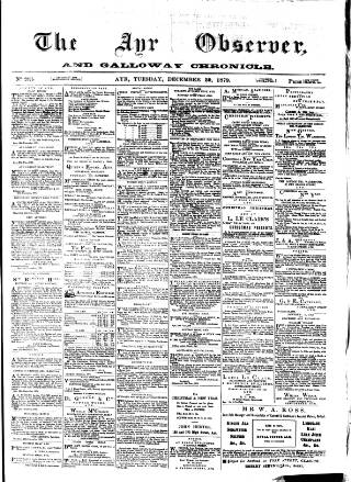 cover page of Ayr Observer published on December 30, 1879