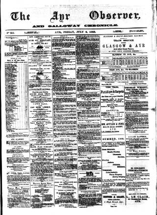 cover page of Ayr Observer published on July 6, 1883