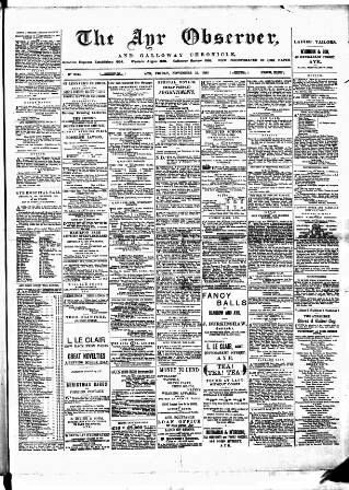 cover page of Ayr Observer published on November 15, 1889