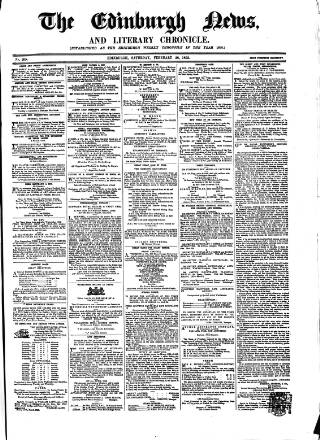 cover page of Edinburgh News and Literary Chronicle published on February 28, 1852