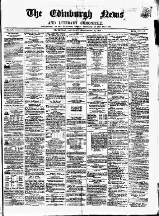 cover page of Edinburgh News and Literary Chronicle published on September 18, 1858