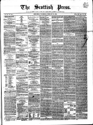 cover page of Scottish Press published on February 28, 1849