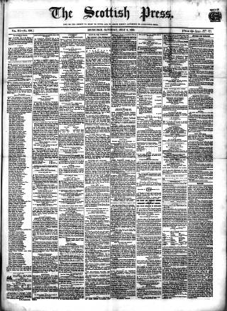 cover page of Scottish Press published on July 6, 1850