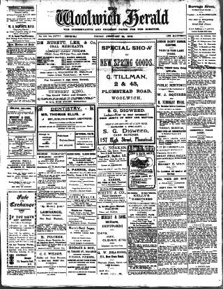 cover page of Woolwich Herald published on February 28, 1913