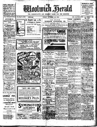 cover page of Woolwich Herald published on September 18, 1914