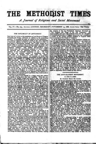 cover page of Methodist Times published on November 15, 1888