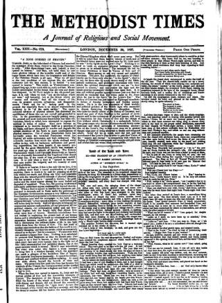cover page of Methodist Times published on December 30, 1897