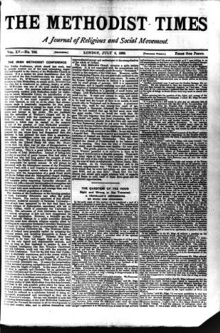 cover page of Methodist Times published on July 6, 1899
