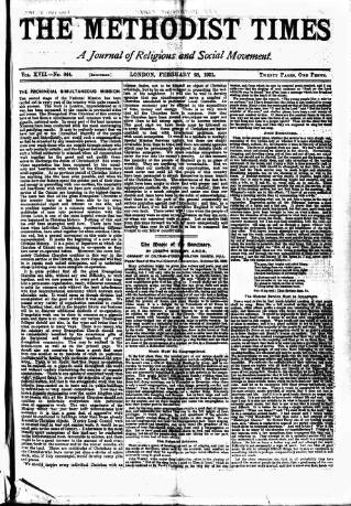 cover page of Methodist Times published on February 28, 1901