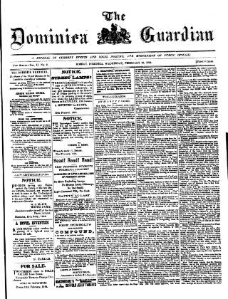 cover page of Dominica Guardian published on February 28, 1894