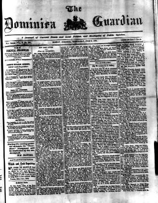 cover page of Dominica Guardian published on July 6, 1898