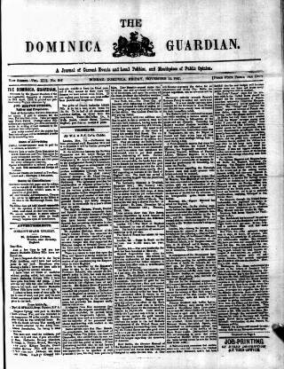 cover page of Dominica Guardian published on November 15, 1907