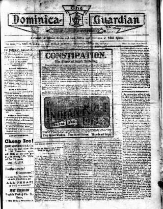 cover page of Dominica Guardian published on November 30, 1916
