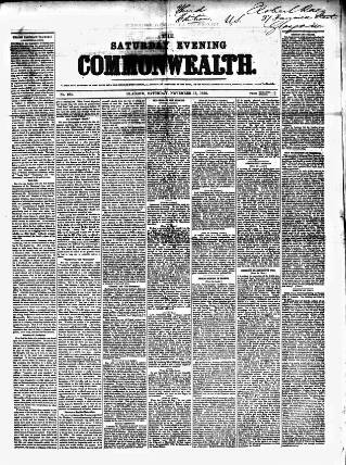 cover page of Commonwealth (Glasgow) published on November 15, 1856