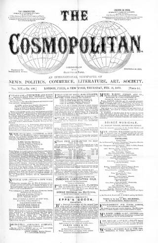 cover page of Cosmopolitan published on February 11, 1875