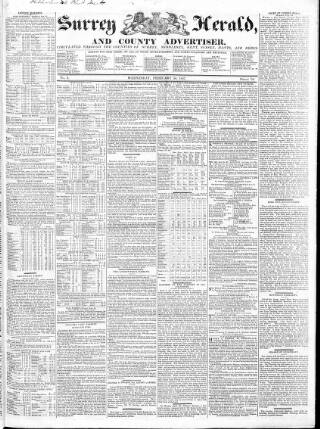 cover page of Surrey Herald and County Advertiser published on February 28, 1827