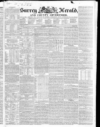 cover page of Surrey Herald and County Advertiser published on November 27, 1827