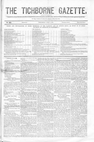 cover page of Tichborne Gazette published on July 7, 1875