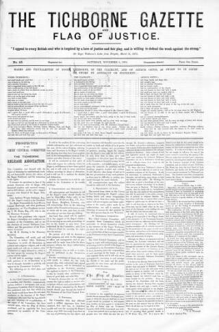 cover page of Tichborne Gazette published on November 6, 1875