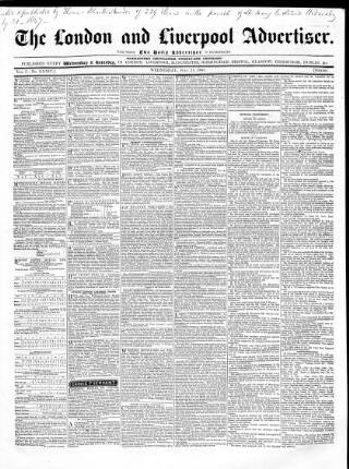 cover page of London and Liverpool Advertiser published on July 21, 1847