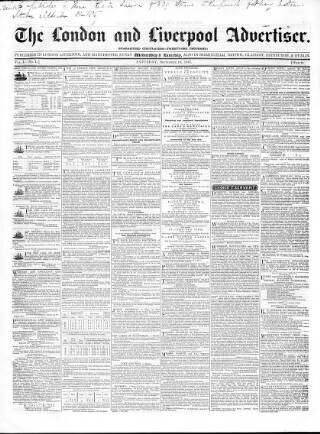 cover page of London and Liverpool Advertiser published on September 18, 1847