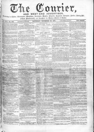 cover page of Courier and West-End Advertiser published on December 30, 1871