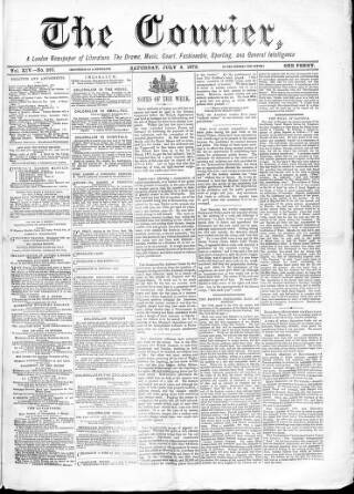 cover page of Courier and West-End Advertiser published on July 6, 1872