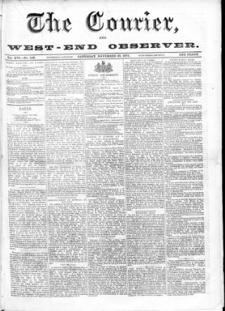 cover page of Courier and West-End Advertiser published on November 30, 1872