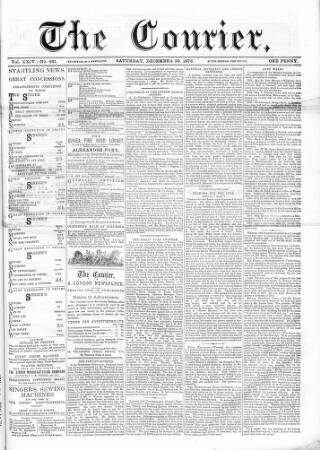 cover page of Courier and West-End Advertiser published on December 30, 1876