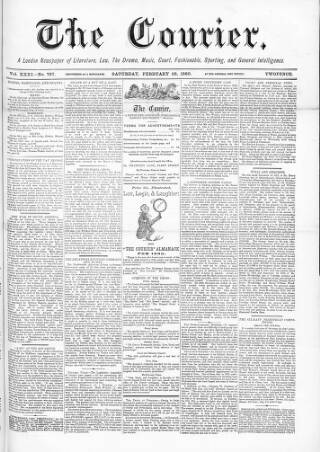 cover page of Courier and West-End Advertiser published on February 28, 1880