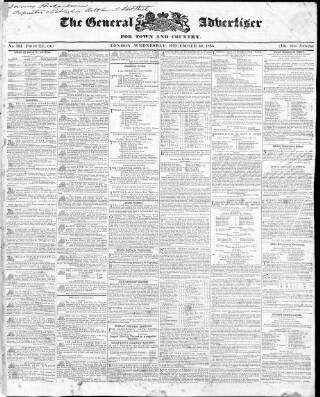 cover page of Town and Country Advertiser published on December 30, 1835