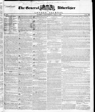 cover page of Town and Country Advertiser published on July 6, 1836