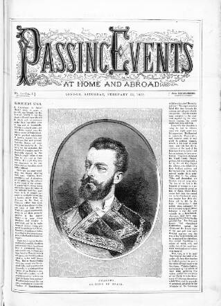 cover page of Passing Events published on February 22, 1873