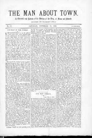 cover page of Man about Town published on November 13, 1869