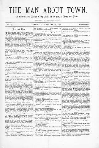 cover page of Man about Town published on February 12, 1870