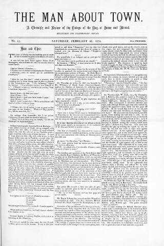 cover page of Man about Town published on February 26, 1870