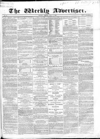 cover page of Weekly Advertiser published on July 9, 1865