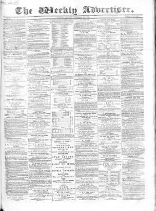 cover page of Weekly Advertiser published on November 12, 1865
