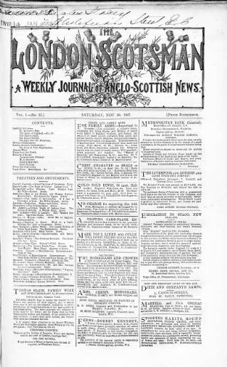 cover page of London Scotsman published on November 30, 1867
