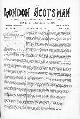 cover page of London Scotsman published on November 26, 1870