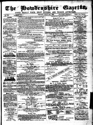 cover page of Howdenshire Gazette published on July 6, 1883