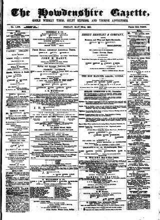 cover page of Howdenshire Gazette published on May 29, 1891
