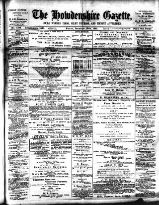 cover page of Howdenshire Gazette published on December 30, 1892