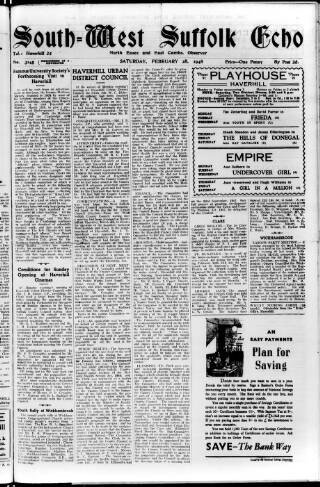 cover page of Haverhill Echo published on February 28, 1948