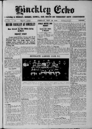 cover page of Hinckley Echo published on November 30, 1928